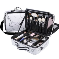 new pu leather marble pattern makeup bag large capacity professional travel tattoo storage cosmetic case