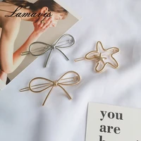 3 28 activity big promote alloy hollow out bowknot frog clip korea new contracted jojoba matte gold hair clip