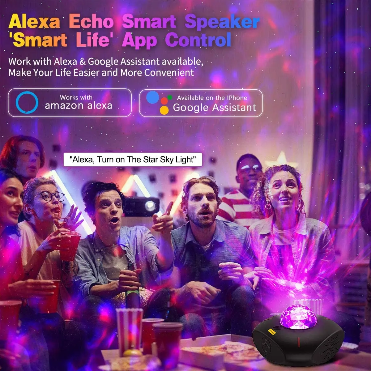 Ночник Галактический проектор Звездные огни умная жизнь работа с Alexa Google Home