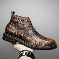 men boots shoes classic crocodile oxfords boot man autumn winter warm ankle chelsea leather crocodile pattern boots