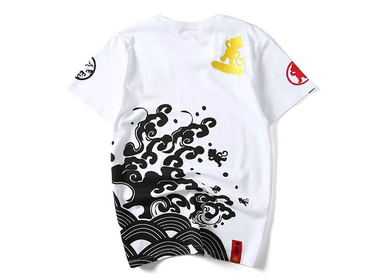 

2021 Summer New Embroidery T-shirt High Quality Golden Monkey 100% Cotton O-neck Short Sleeves Men T Shirt M-5xl