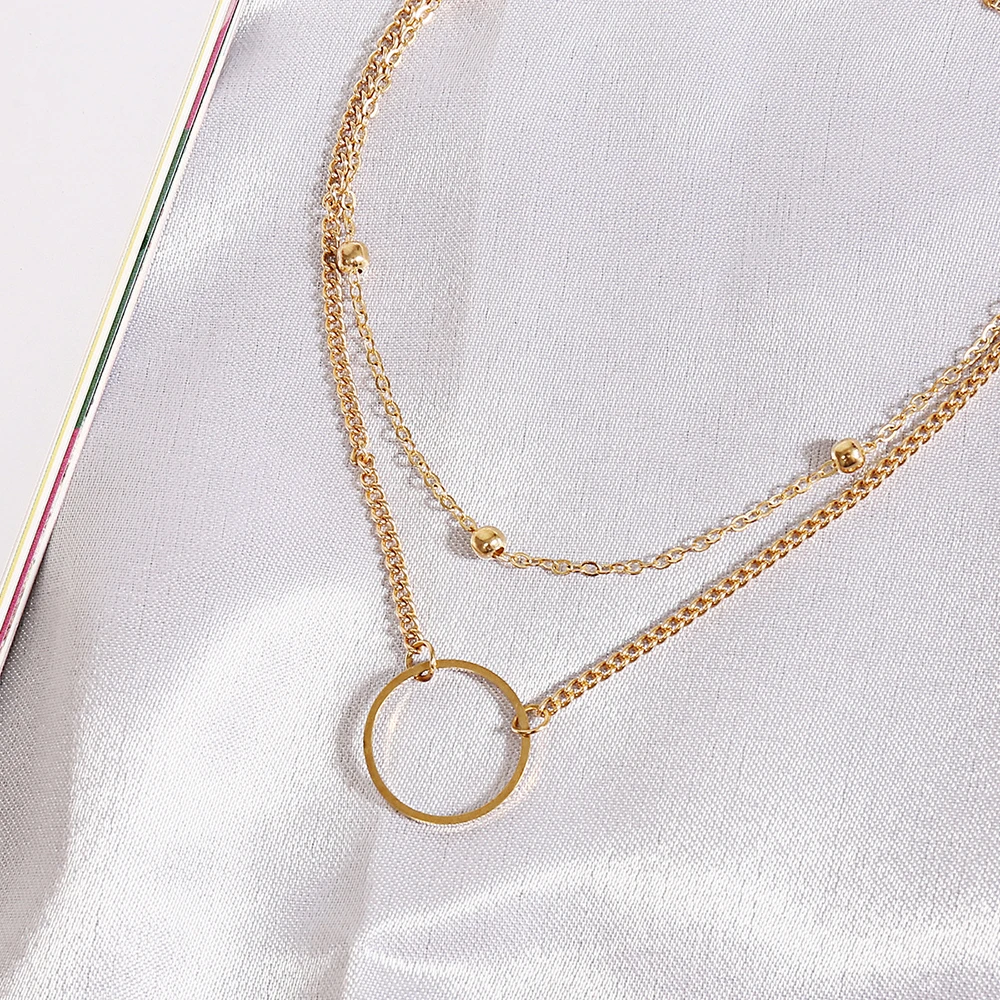 Women Fashion Simple and Generous Geometric Neck Chain Multilayer Necklace Jewelry Accessories Gift Vintage wholesale | Украшения и