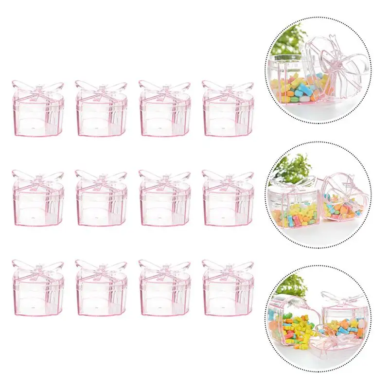 

6pcs Candy Boxes Heart Shaped Transparent Sugar Storage Wedding Decorations Containers