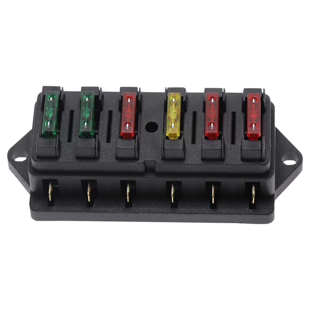 Блок предохранителей ATO Blade с 6 плавкими предохранителями DC 12 В/24 В 3A-30A для