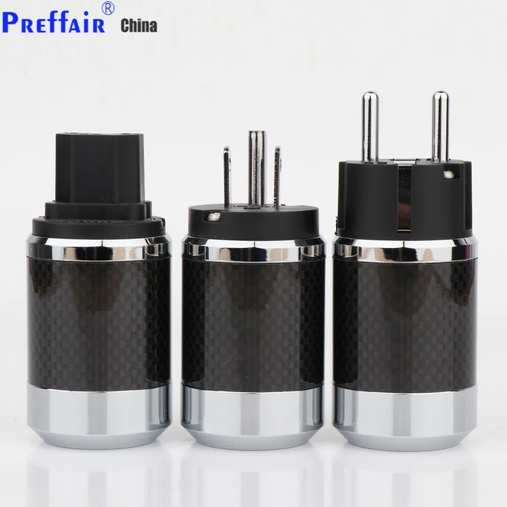 

Preffair BCF2-R Hi-End Black Carbon Fiber Rhodium Plated European standard AC Power Plug IEC Female Plug DIY Mains Power cable
