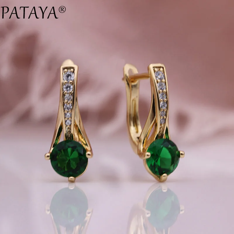 

Новинка, Женские Висячие серьги PATAYA, прекрасная Свадебная романтическая бижутерия, розовое золото 585 пробы, круглые ажурные серьги из натур...