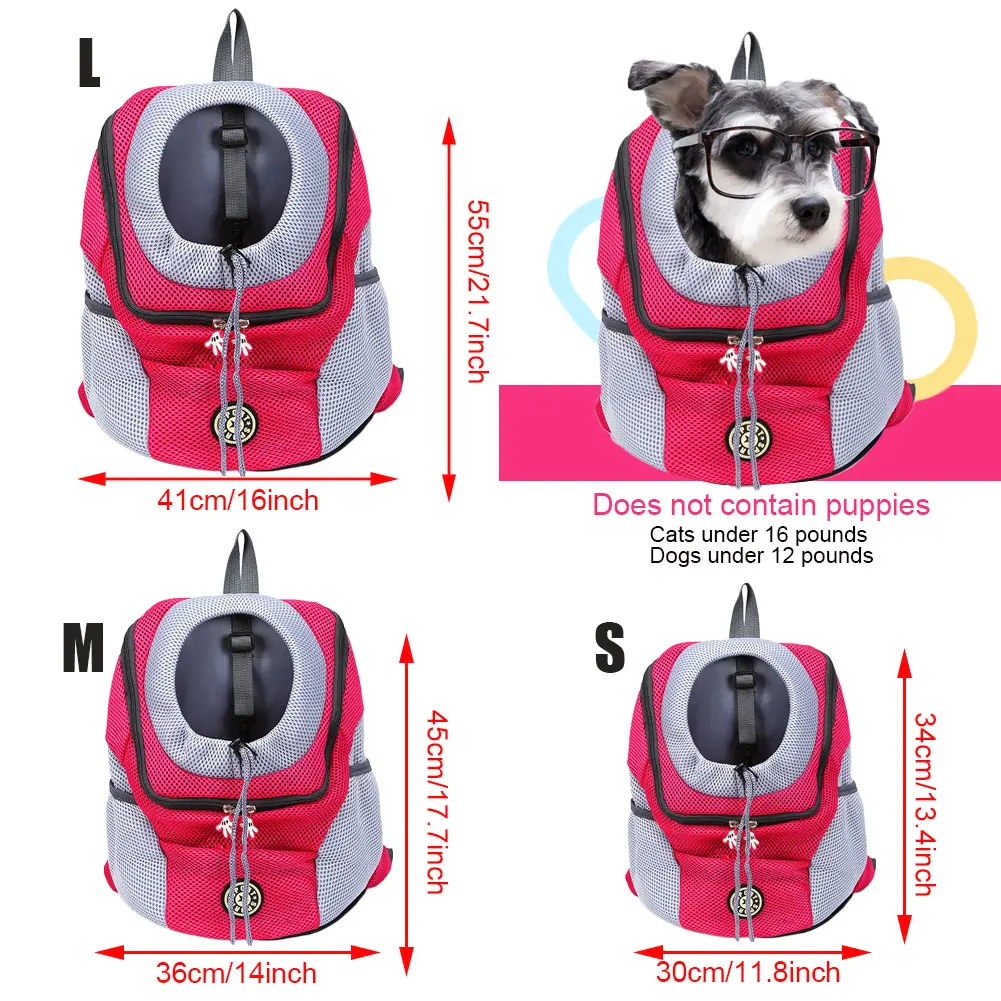 

Out Double Shoulder Portable Travel Backpack Outdoor Pet Dog Carrier Bag Pet Dog Front Bag Mesh Backpack Head Pet Supplies