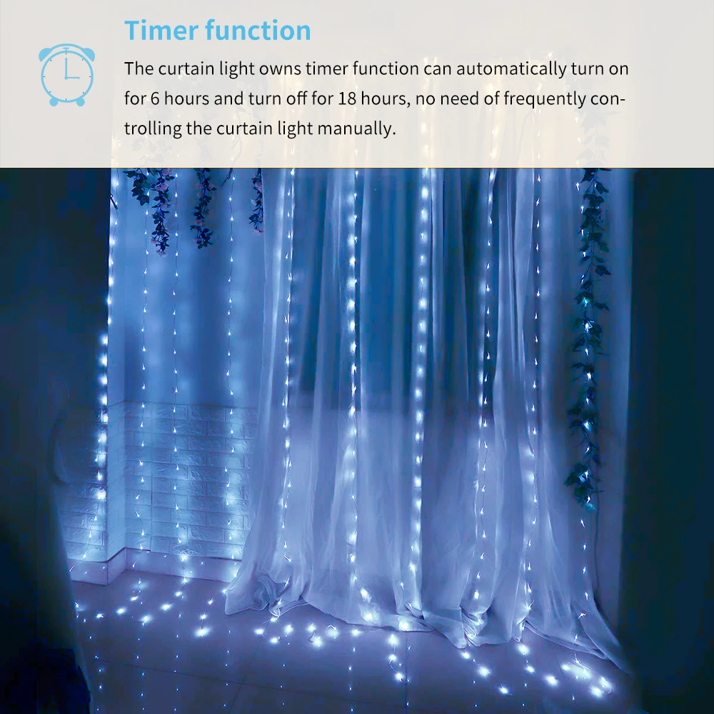 

6000k String Lights LED 3M Curtain Garland On The Window USB Fairy Festoon Remote Control New Year Decorations For Home Room