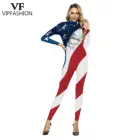 VIP Мода Американский Флаг Печатный женский облегающий костюм на Хэллоуин, костюм зентай для костюмированной вечеринки костюм комбинезон
