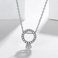 yinhed unique diamond ring pendant sterling 925 silver chain necklace for women anniversary birthday gift zn153