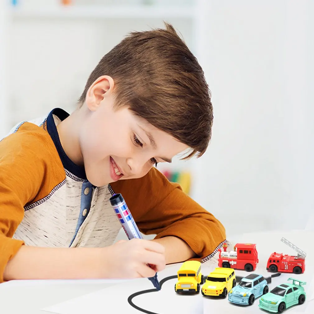 Free Delivery Magic Pen Inductive Car Truck Follow Any Drawn Black Line Track Mini Toy Engineering Vehicles Educational Boy | Игрушки и