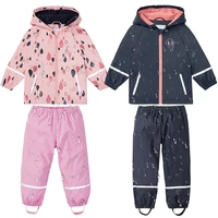 winter fleece baby boy suit waterproof rain girl clothing set outdoor sport children tracksuit pu kids costumes clothes rainwear