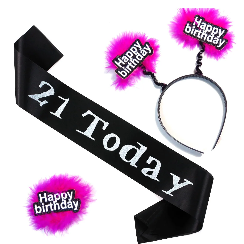 18 21 happy nirthdday повязка на голову кушак брошь забавная игра шутка набор тату