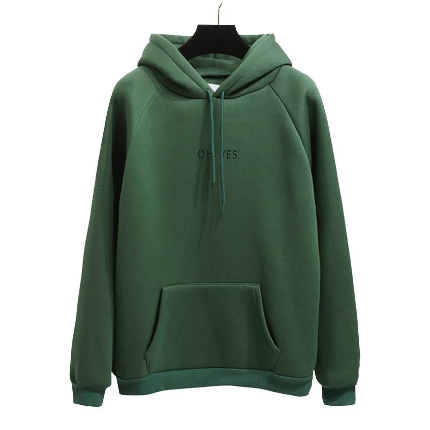 green OH YES толстовка с буквенным принтом женская Вельветовая Толстовка Harajuku рубашка флисовые пуловеры женские пальто свободные повседневные толстовки Bluzy Damskie - Цвет: green