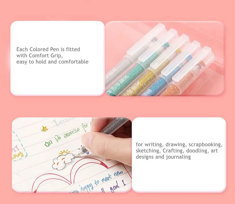 12 farben Highlighter Pen-Set Nette Glitter Farbe Gel Stift Malerei Schreiben Werkzeug Für Mädchen Kinder Geschenke DIY Schule Kunst schreibwaren – Detail 5