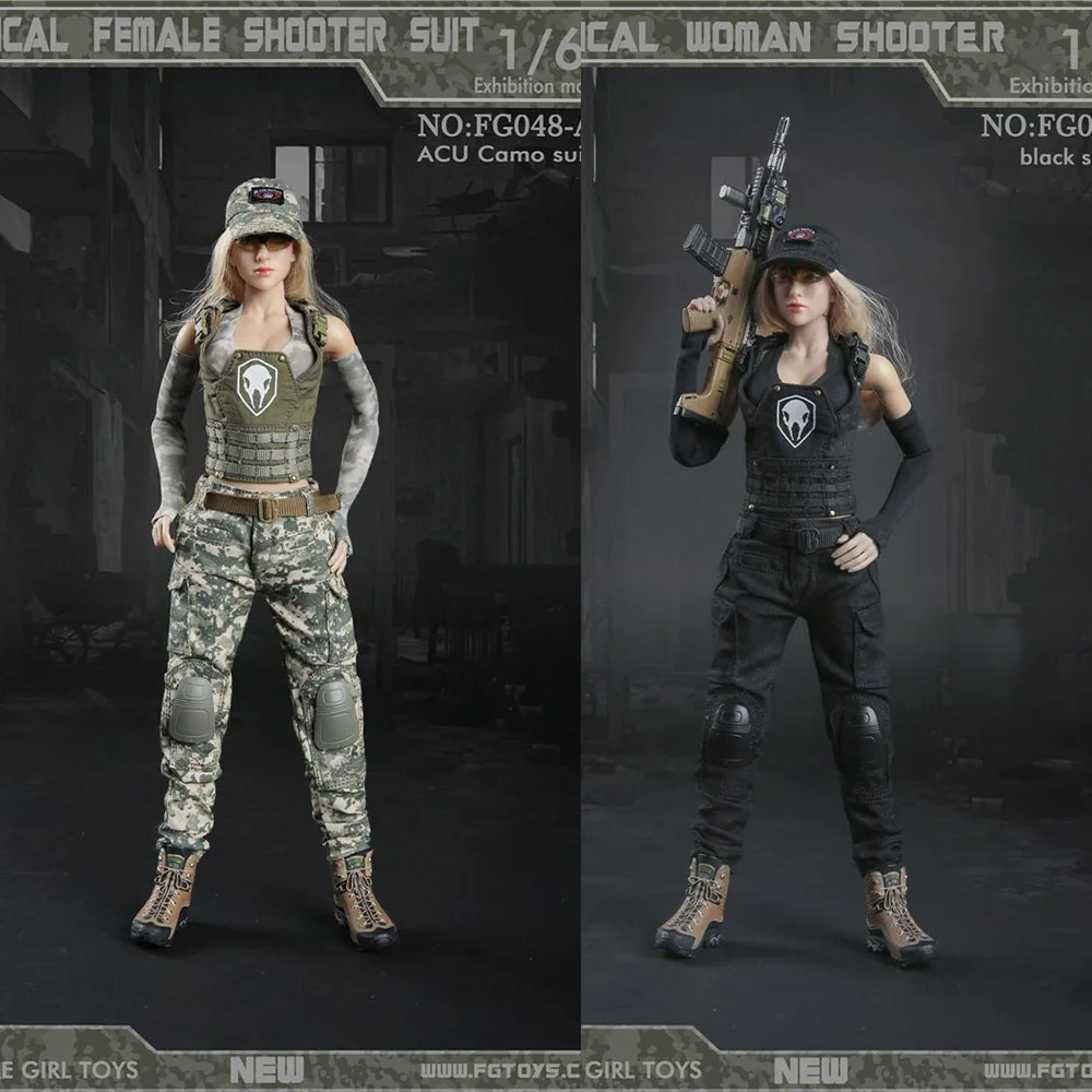 

FG048 1/6 Scale Sexy Female Soldier Costume Tactical Girl Shooter Camo Suit Clothes Set Model Fit 12 inch Action Figure