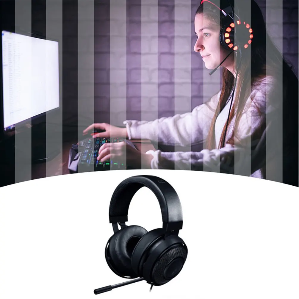 

Kraken Pro V2 Wired Head-Mounted Gaming Headset 3.5mm Wired Lightweight Gaming Headset Laptop PS4 Player with Microphone