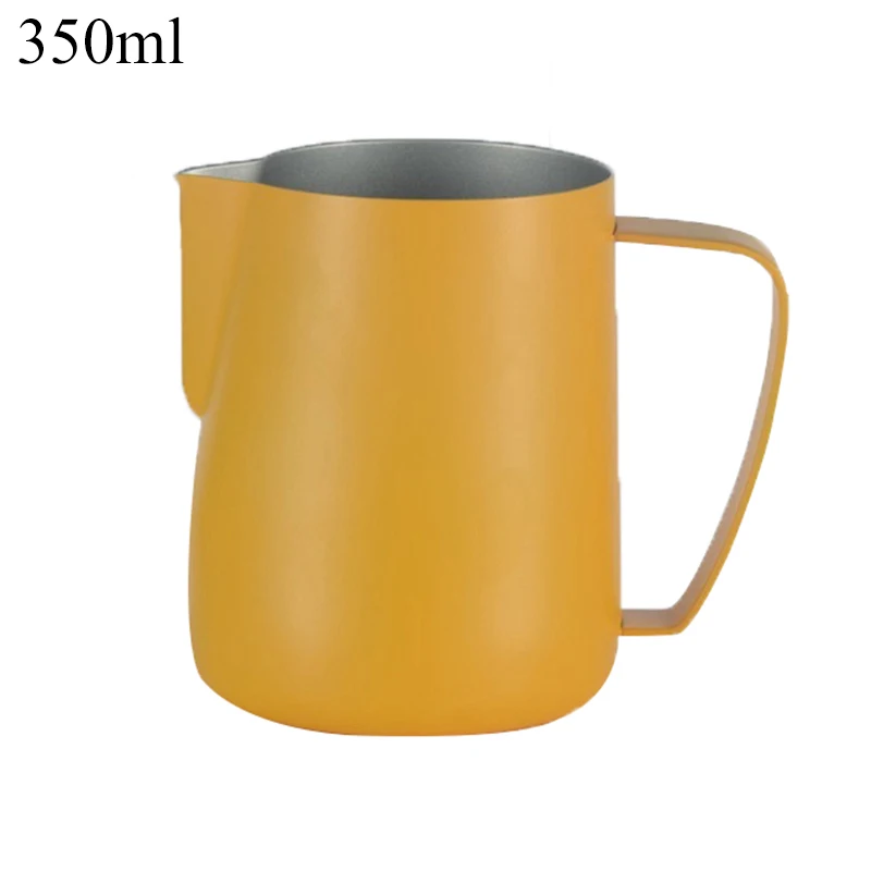 yellow 350ml Кувшин для вспенивания молока из нержавеющей стали, кувшин для вспенивания молока для латте, кувшин для вспенивания молока, ручной кувшин для кофе эспрессо, бариста, ремесло - Цвет: yellow 350ml
