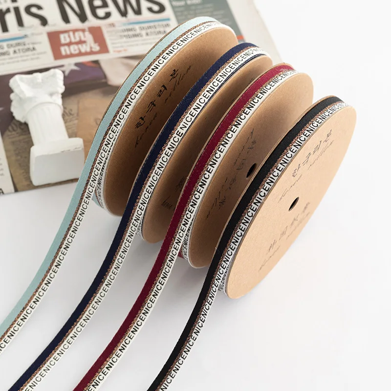 

1cm Hot Stamping Two-color Printing Ribbon Flower Shop Floral Packaging Ribbon Ribbon Cake Gift Ribbon Bows for Crafts