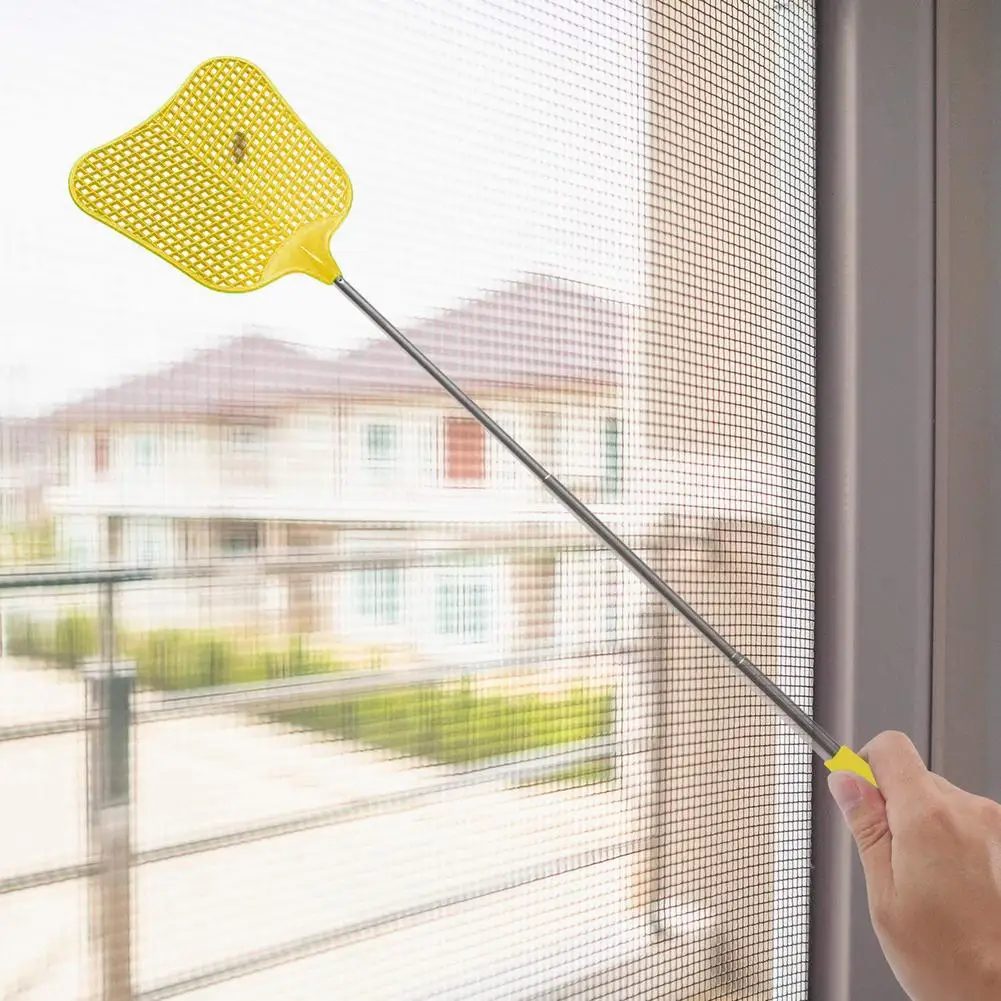 

Мухобойка Flyswatter с телескопической ручкой из нержавеющей стали для борьбы с насекомыми и вредителями, мухобойка, домашние кухонные аксессуа...