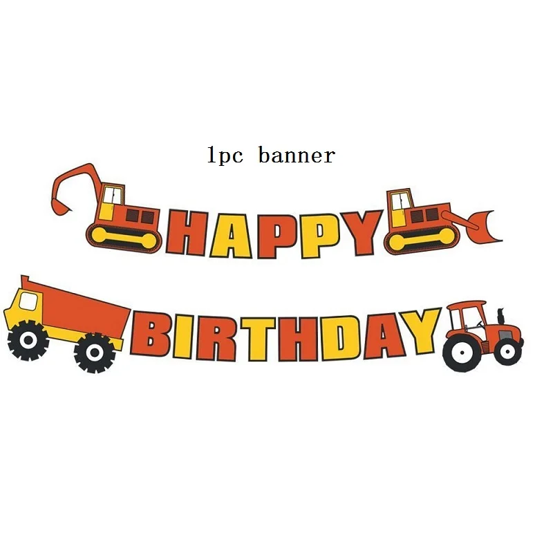 1pcs banner 3 Строительство тематическая вечеринка на день рождения с днем рождения баннер мультфильм автомобиль флаг с надписью для мальчика день рождения торт Топпер - Цвет: 1pcs banner 3