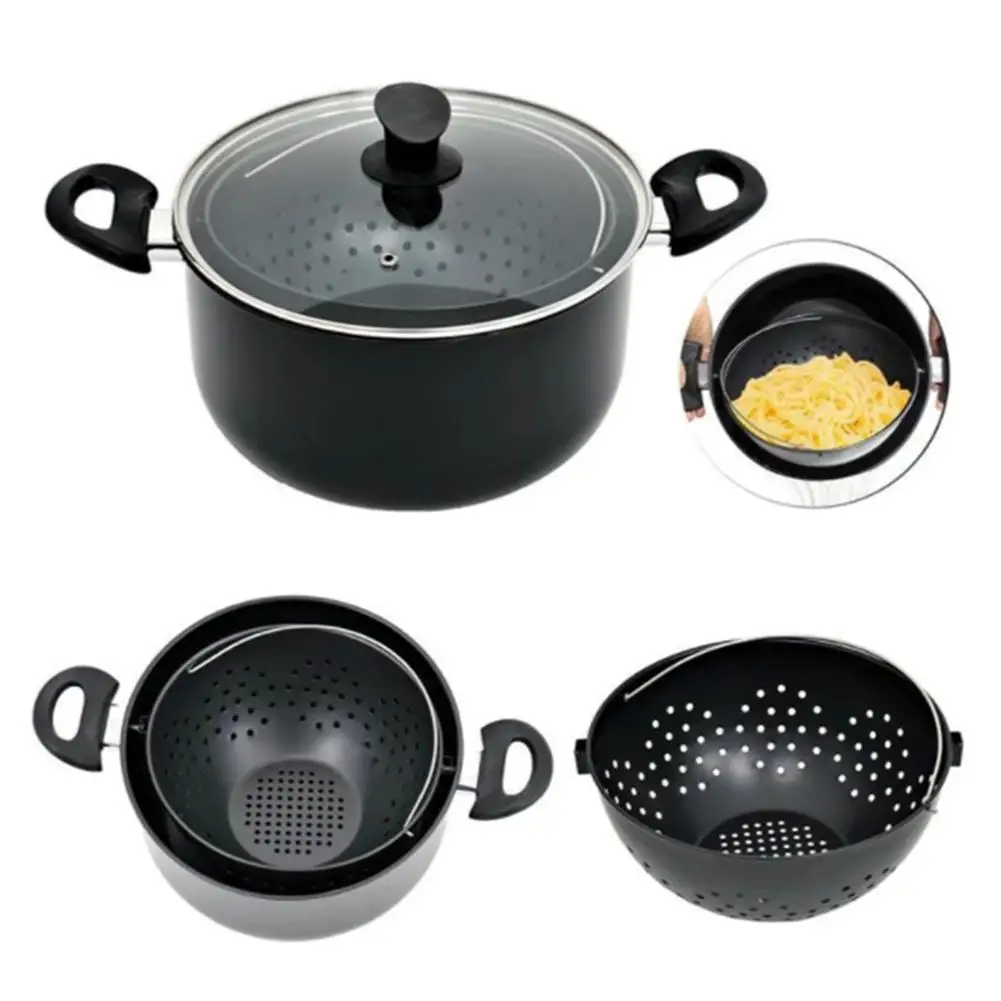 New 2-in-1 Cooking Pot With Swivel Strainer Not Sticky Practical For Kitchen Drain Pasta Vegetables | Дом и сад