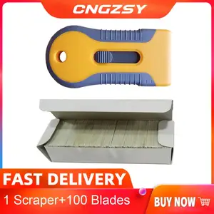 Скребок для удаления клея K42, 1 шт., + 100 Металлических Лезвий из углеродистой стали, виниловая пленка для автомобиля, чистка лопатка-скребок