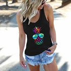 Женские майки с забавным мультяшным принтом ананаса в стиле Харадзюку, летняя майка без рукавов, свободная майка для пляжного отдыха