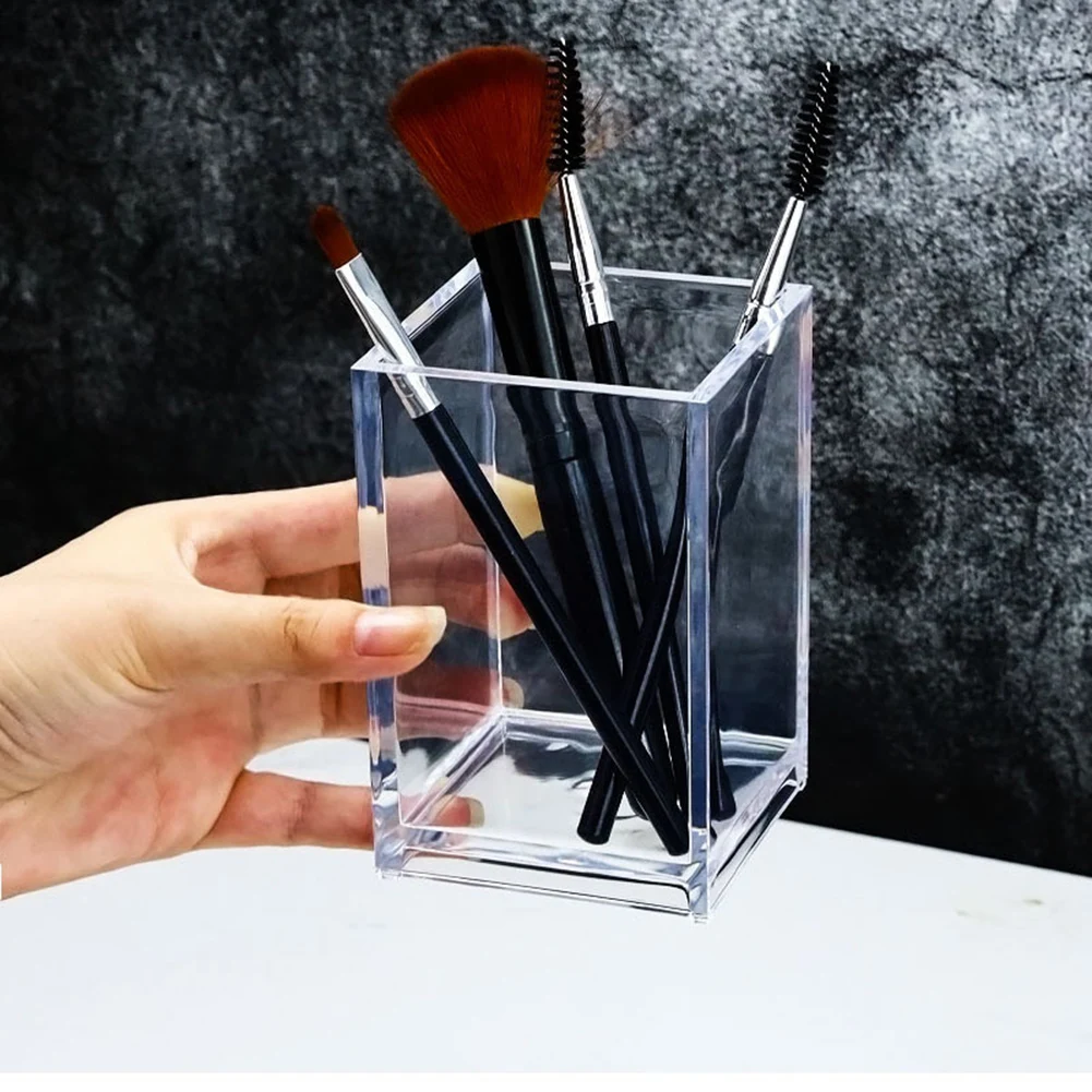 Make Up Organizer Plastic Makeup Brush Pot With Brushes Storage Acrylic For Cosmetics Holder Desk Cosmetic Container | Дом и сад