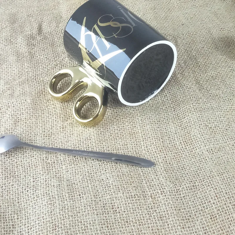 1 шт. керамическая кружка с золотистой ручкой 6DZ258|ceramic cup|coffee cupscissors mug |