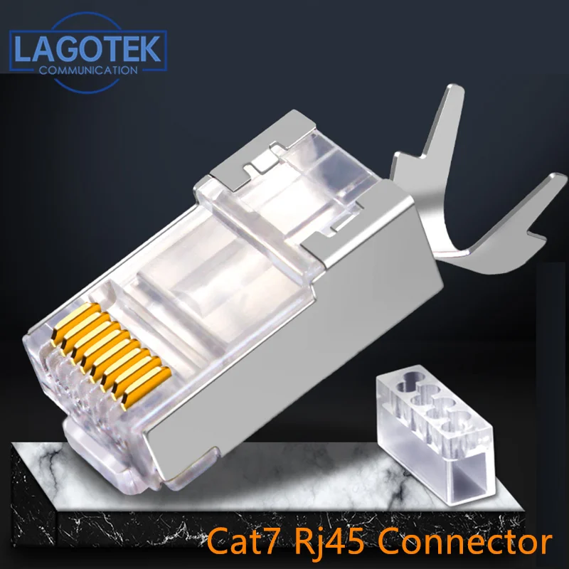 100PCS/lot RJ45 Connector Network Cable Connector Cat6a Cat7 RJ45 plug shielded FTP 8P8C Network Crimp Connectors 1.3mm
