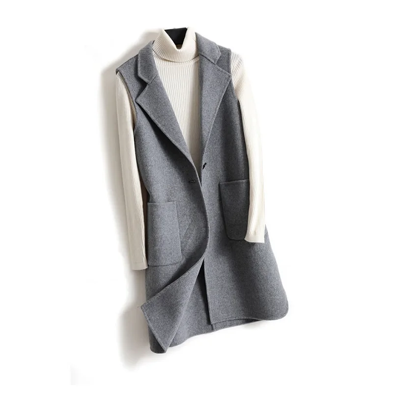 

Женский жилет, новинка 2021, пальто из 100% чистой шерсти, жилет, женский тонкий жилет ручной работы, Женская куртка без рукавов, шерстяное пальто B301