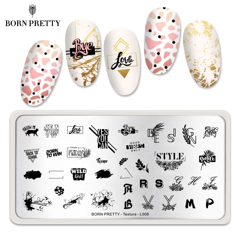 BORN PRETTY штампованные пластины для ногтей буквенный цветочный штамп пластина из