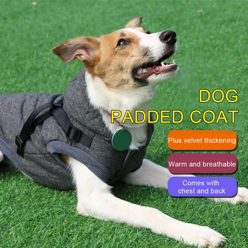 

Pet autumn/winter vest plus fleece warm clothes pet soft breathable adjustable button coats clothing dog chest back cotton coat