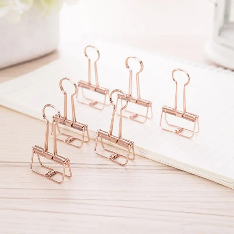 

rose gold hollowed out design binder clip for office school paper organizer stationery supply decorative metal clips