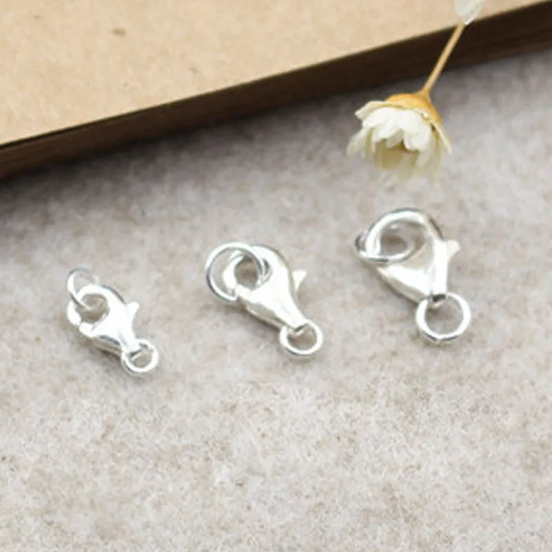 2pcs Genuine Real Solid 925 Sterling Silver Spring Lobster Clasps Hooks Claw With 2 Close Rings Jewelry Making Findings Buckle | Украшения