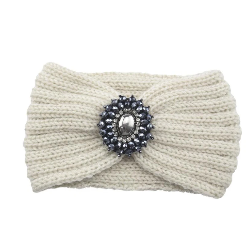 

Women Rhinestone Knitted Headbands Women Winter Warm Crochet Head Wrap Wide Elastic Hair Headband Accessories Hair Bands Lady