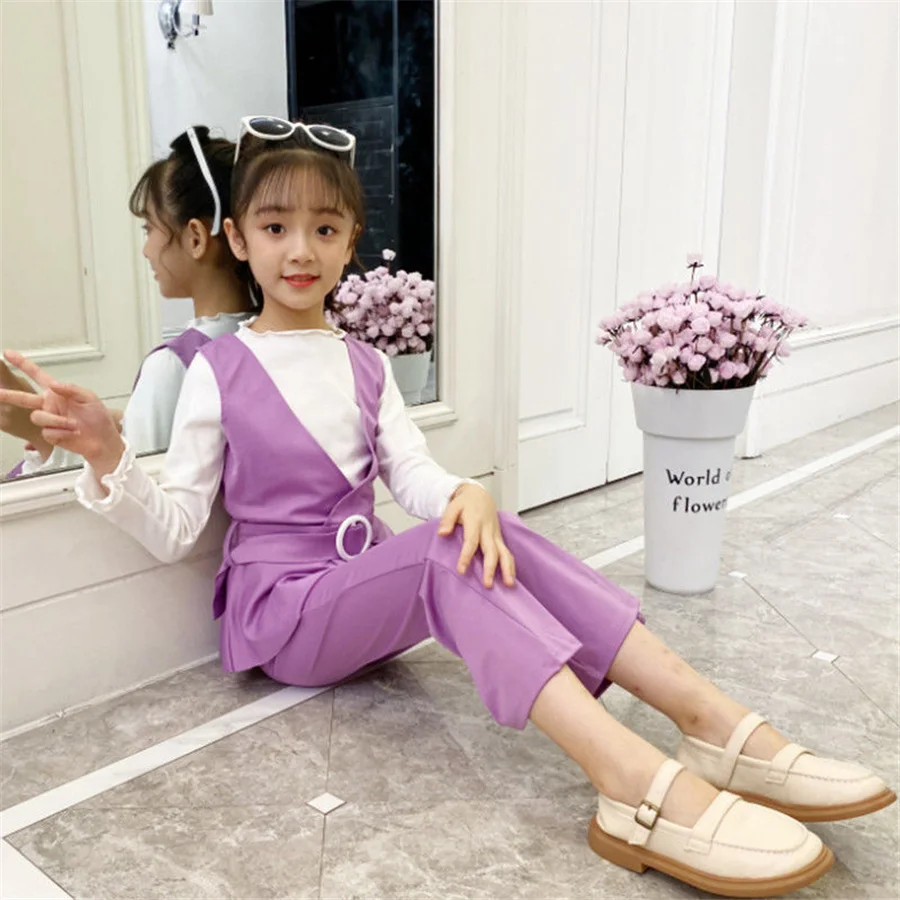 

Kids School Outfits vest top + pant 3PCS Tuxedos Suit for Girls Formal fashion Suit Sets Children Clothes 4 6 8 10 12Year