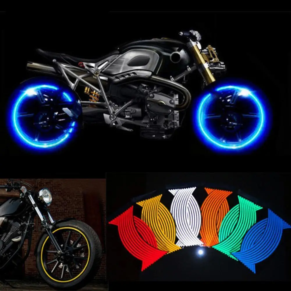 16 Strips/Set Reflective Tape Fluorescent MTB Bike Bicycle Cycling Stickers Adhesive Car Accessories | Автомобили и мотоциклы