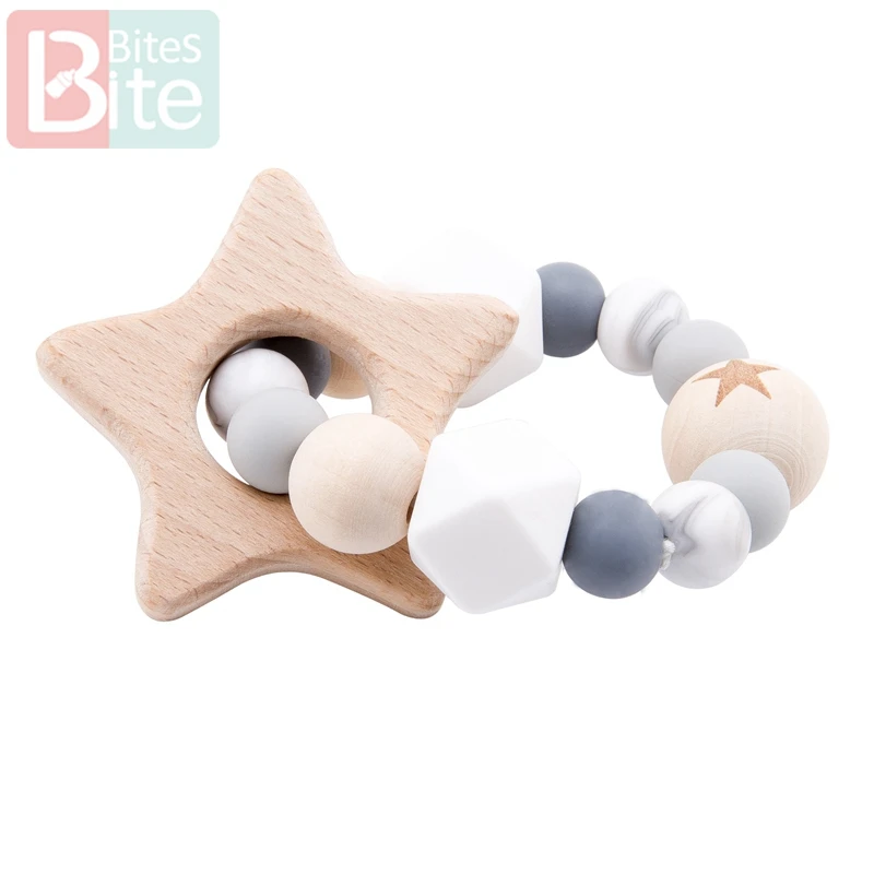 Star Bracelet Прикусите укусы соски клип 1 шт. детский силиконовый Прорезыватель бука деревянные зажимы для пустышки успокоительная соска зажимы детское Кормление пустышка держатель - Цвет: Star Bracelet
