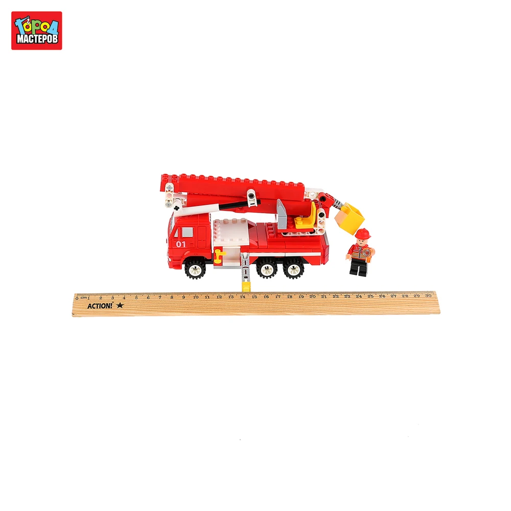 Конструктор Город мастеров КАМАЗ пожарная машина с люлькой 136 деталей