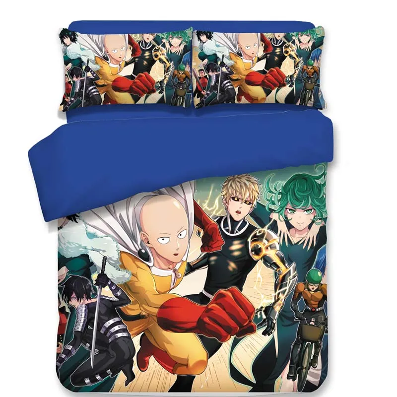 

Japan Anime ONE PUNCH MAN Bedding Set Cartoon Duvet Covers 3D Bedding Pillowcases Kids Cartoon Comforter Bedding Sets Bed Linen