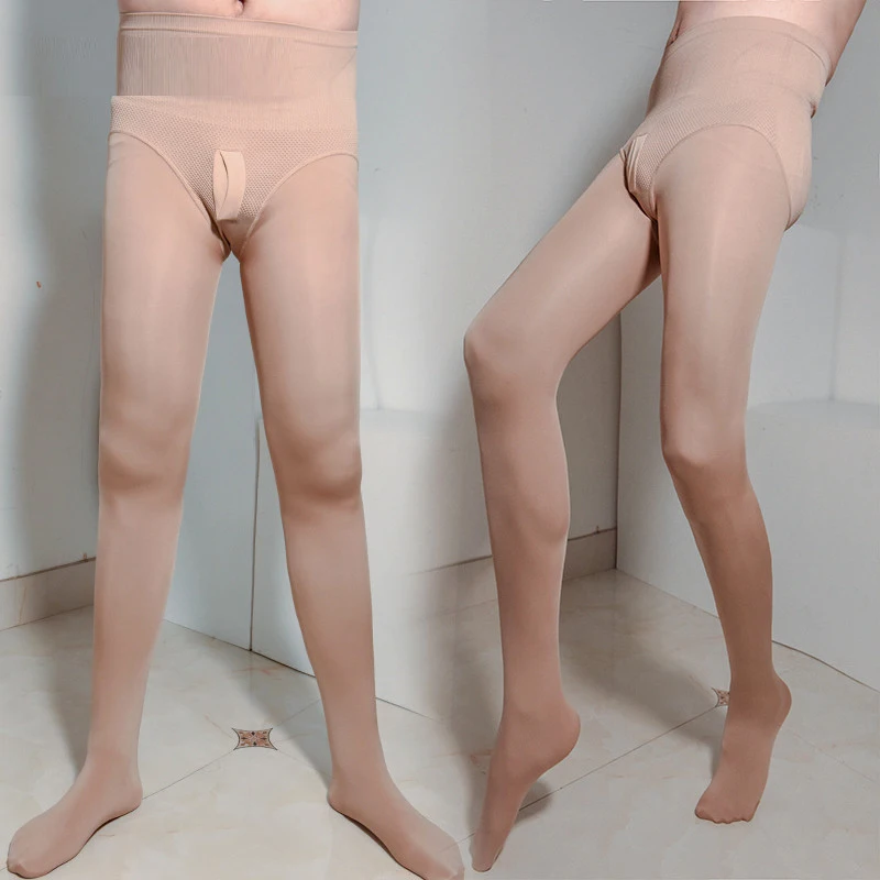 

High Waist Spring Autumn Mens Pantyhose Convex Pouch Penis Sheath Legging Inner Underwear Dance Leggings Trousers Pencil Pants
