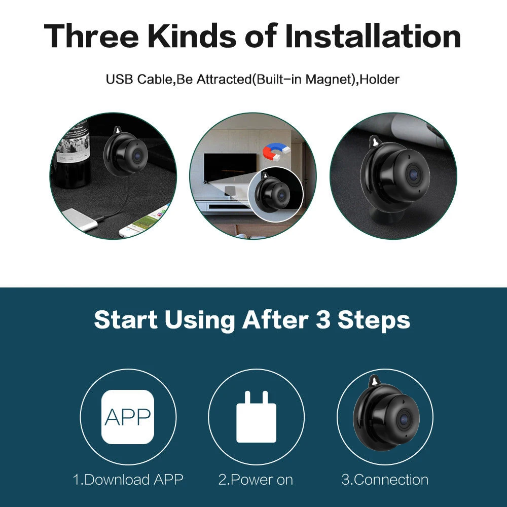 Беспроводная IP камера HD с функцией ночного видения и поддержкой Wi Fi|Компактные