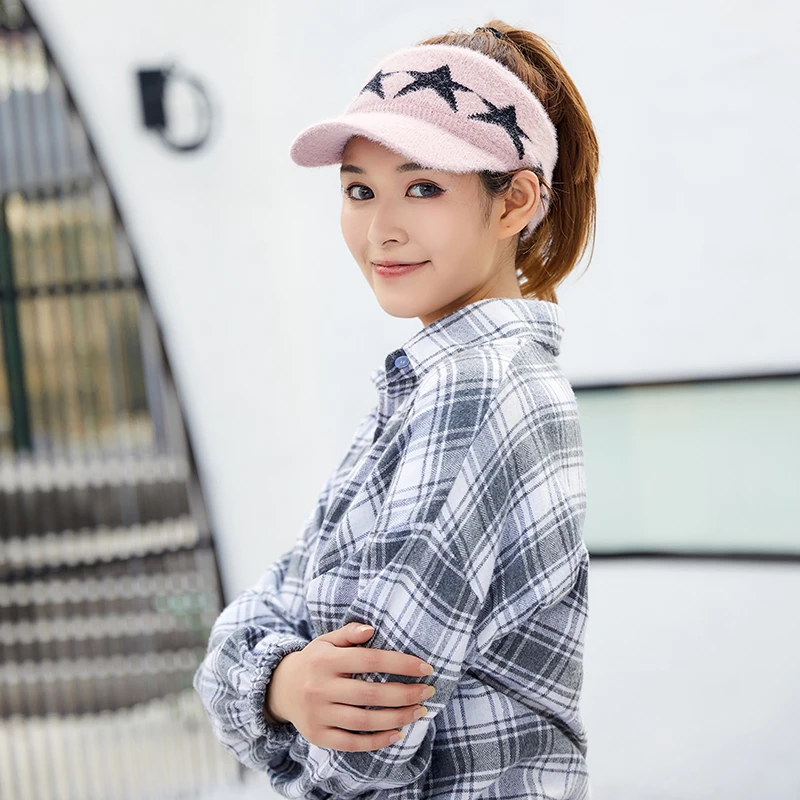 Новинка женская спортивная зимняя шляпа пустая модная шерстяная с принтом звезд