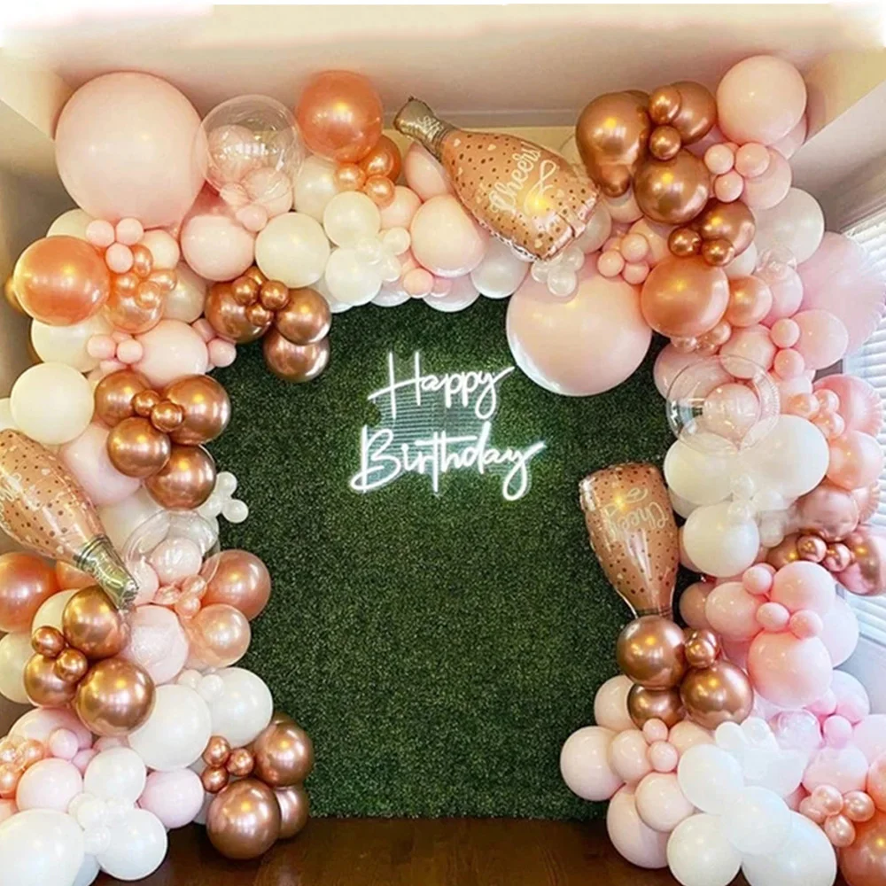 

169pcs Pink Balloon Garland Arch Kits Rose Gold White Latex Balloons for Baby Shower Happy Birthday Party Wedding Decorations