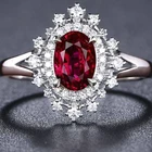 Женское Обручальное Кольцо Milangirl с красным овальным кристаллом, элегантное обручальное кольцо цвета розового золота с цирконом стразы, модные ювелирные изделия для помолвки