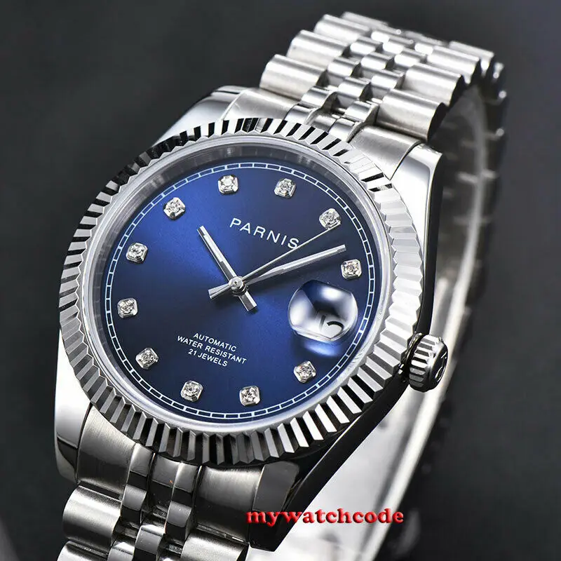 Мужские автоматические часы с синим циферблатом 21 драгоценность 39 5 мм | Наручные
