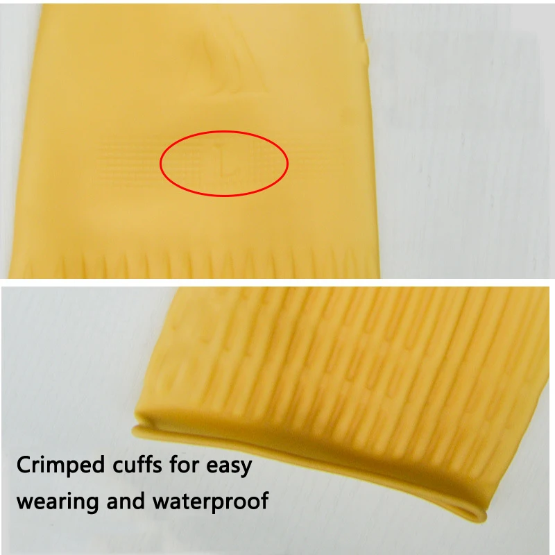 Перчатки для мытья посуды латексные резиновые противомасляные с длинным рукавом