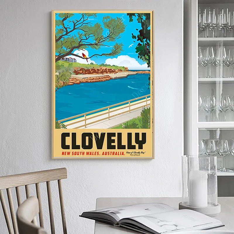 Summer Australia New South Wales Clovelly Vintage Travel Poster Canvas Painting Kraft Coated Wall Sticker Home Decor Gift | Дом и сад